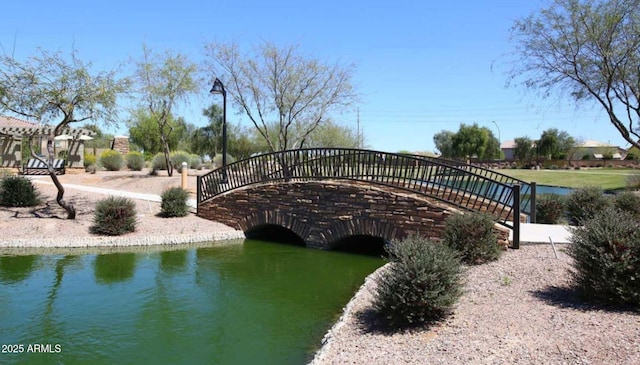 view of community featuring a water view