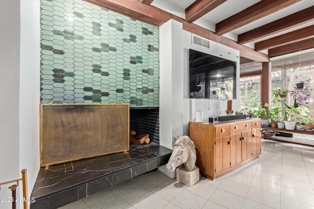 301 W Royal Palm Rd, Phoenix, AZ 85021 - bar with beamed ceiling and dark speckled floor