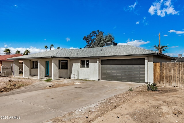 single story home with a garage