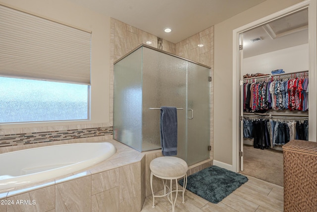 bathroom with plus walk in shower