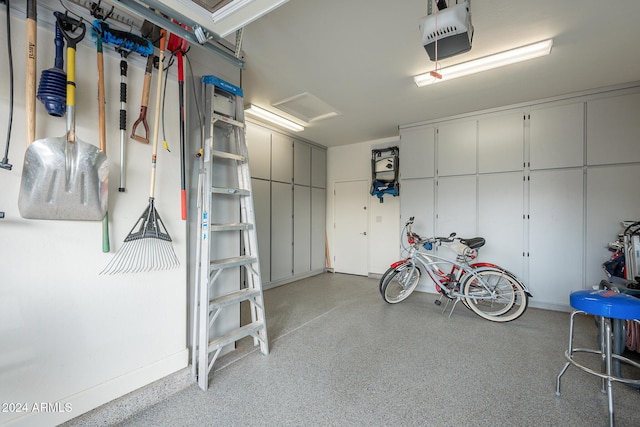 garage with a garage door opener