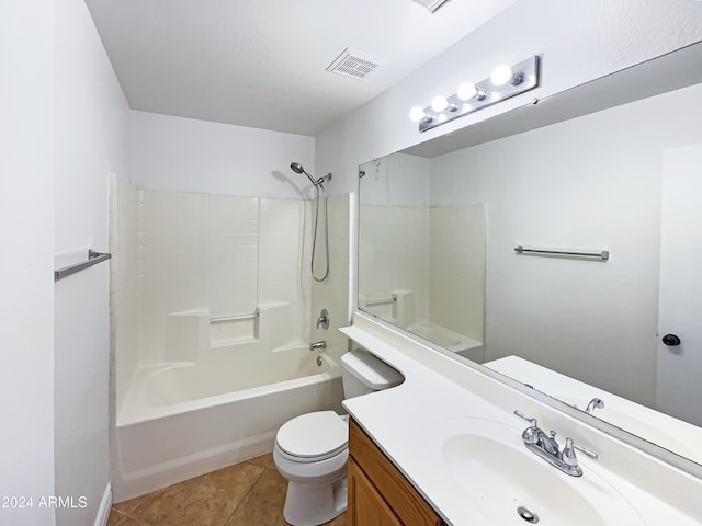 full bathroom with tile patterned flooring, vanity, toilet, and shower / bath combination