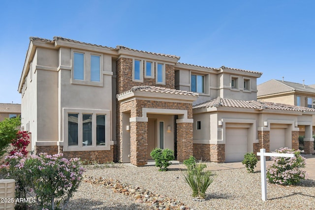 5557 W Mine Trl, Phoenix, AZ 85083 - view of front of house with stone siding, stucco siding, concrete driveway, and a tile roof