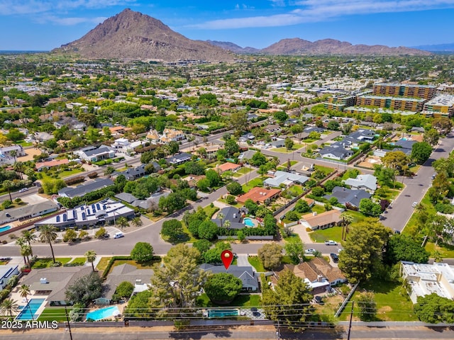 bird's eye view with a mountain view