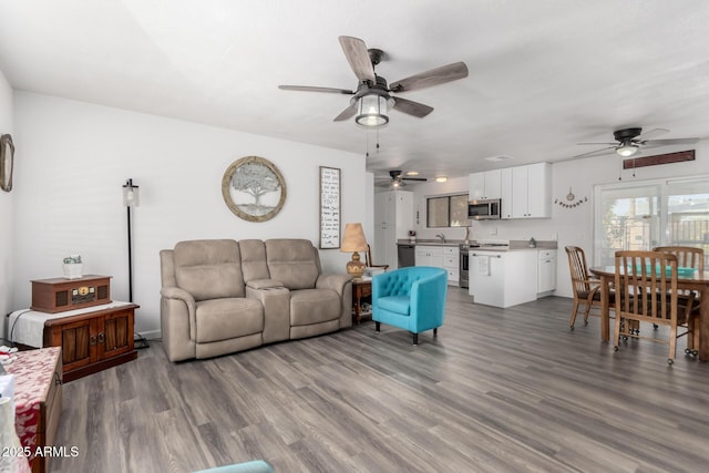 living room with hardwood / wood-style flooring