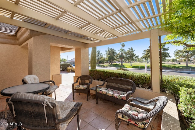 view of patio / terrace with a pergola and an outdoor hangout area