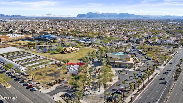 drone / aerial view with a mountain view