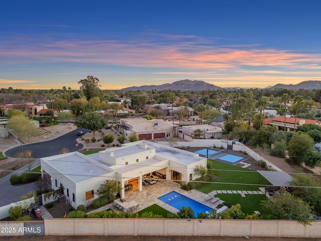 bird's eye view with a mountain view