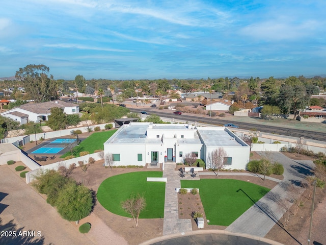 drone / aerial view with a residential view