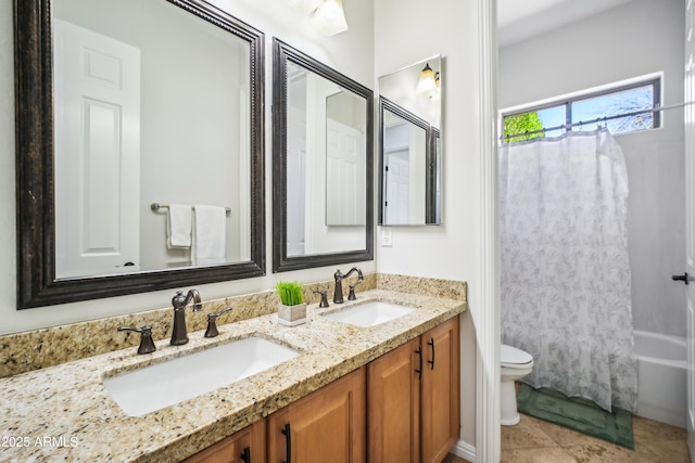 2207 W Hidden Treasure Way, Phoenix, AZ 85086 - full bath with double vanity and shower / tub combo with curtain