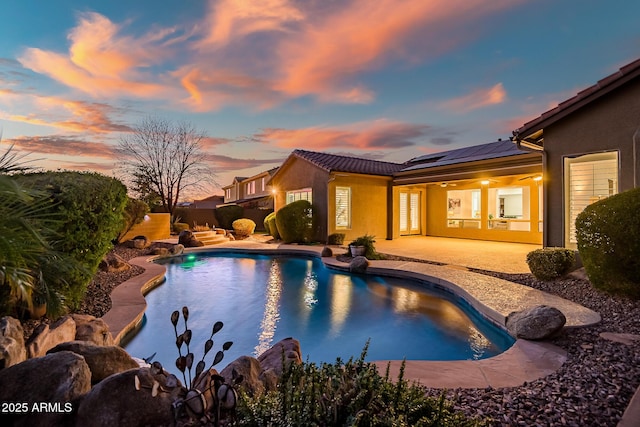 2207 W Hidden Treasure Way, Phoenix, AZ 85086 - view of swimming pool with a patio and ceiling fan