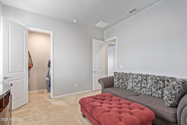 living room featuring light colored carpet