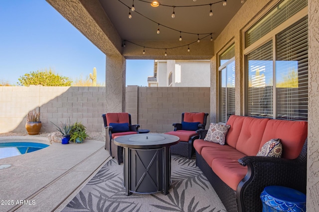 view of patio featuring an outdoor living space