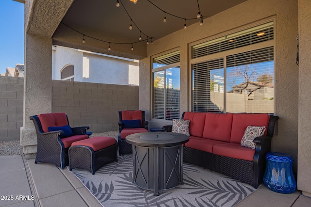 view of patio with outdoor lounge area