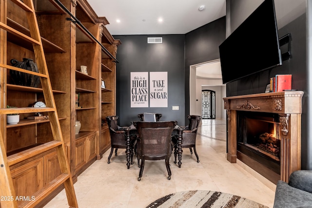 dining room with light tile patterned flooring