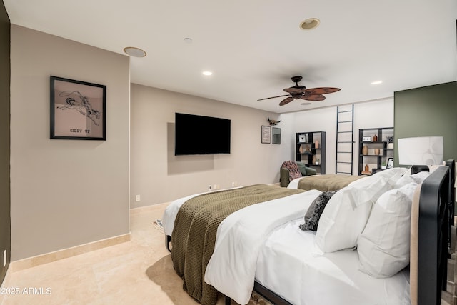 bedroom featuring ceiling fan