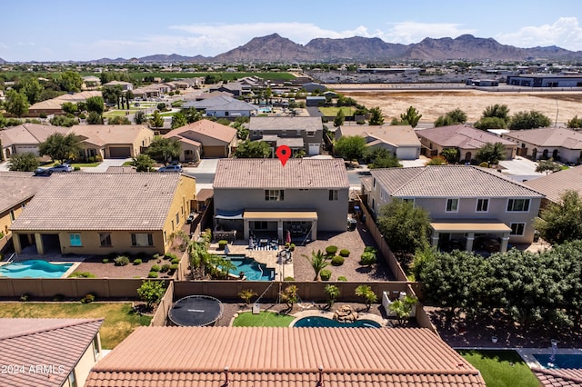 drone / aerial view with a mountain view