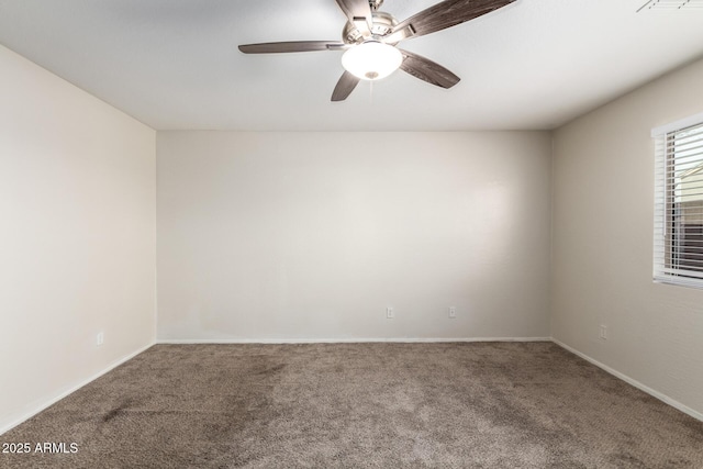 carpeted empty room with ceiling fan