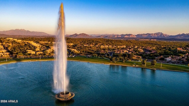 view of water feature with a mountain view