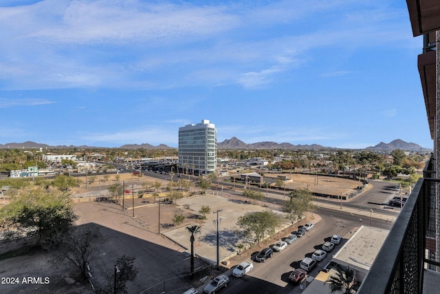 drone / aerial view with a mountain view