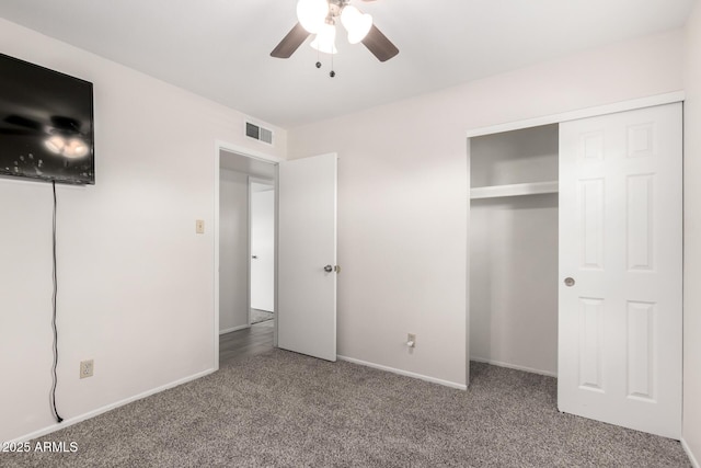 19031 N 13th Dr, Phoenix, AZ 85027 - unfurnished bedroom with carpet floors, baseboards, a closet, and ceiling fan