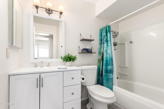 19031 N 13th Dr, Phoenix, AZ 85027 - bathroom with toilet, vanity, and shower / tub combo with curtain