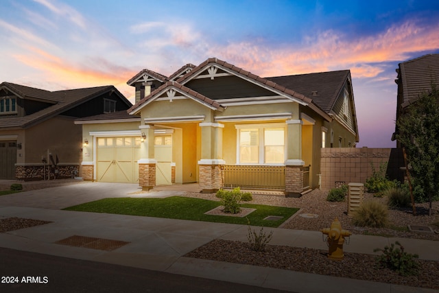 craftsman inspired home with a garage