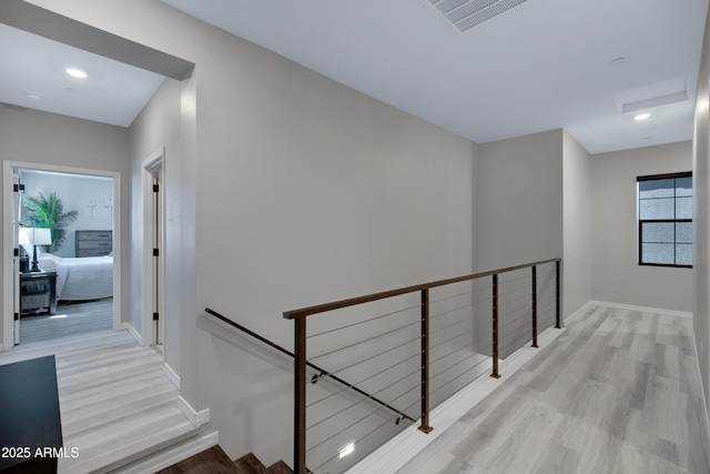 226 E Markwood Dr, Chandler, AZ 85286 - hallway featuring an upstairs landing, wood finished floors, baseboards, and recessed lighting