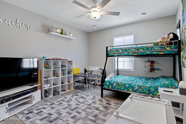 226 E Markwood Dr, Chandler, AZ 85286 - bedroom with wood finished floors and ceiling fan