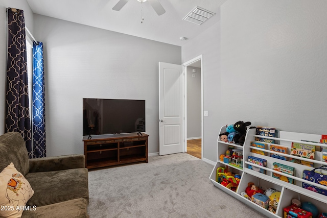 4302 E Cynthia St, Gilbert, AZ 85295 - game room featuring ceiling fan and carpet flooring