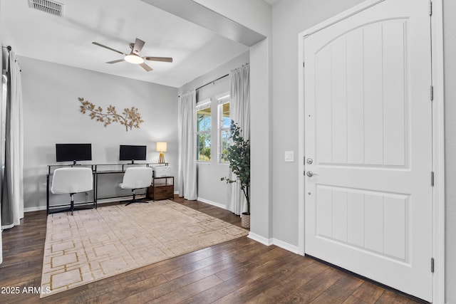 4302 E Cynthia St, Gilbert, AZ 85295 - foyer featuring ceiling fan and dark wood-style floors