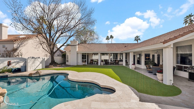 view of pool with an outdoor hangout area and a patio area