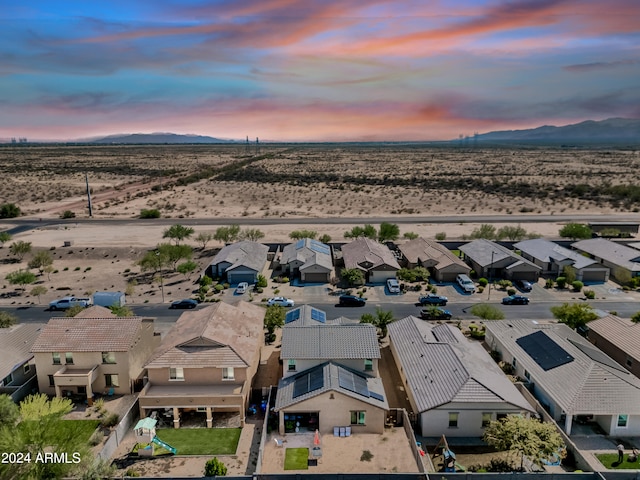 view of aerial view at dusk