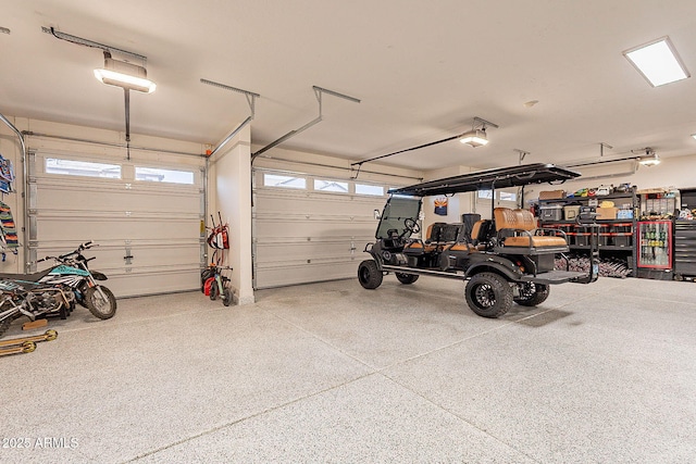 garage with a garage door opener