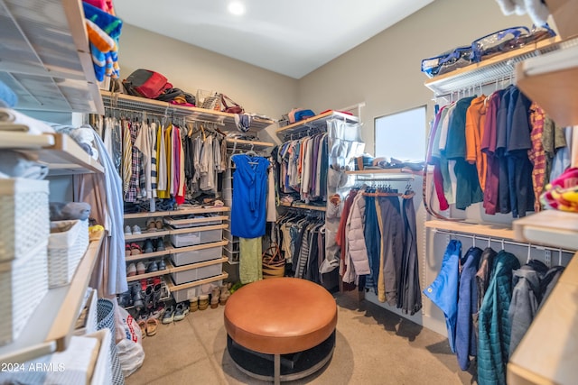 spacious closet with light carpet