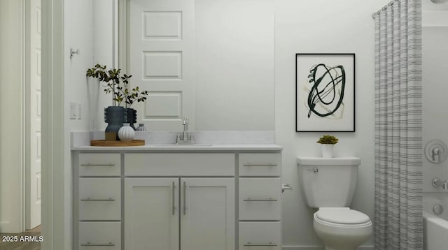 15883 W Winslow Ave, Goodyear, AZ 85338 - bathroom featuring vanity and shower / bath combo with shower curtain