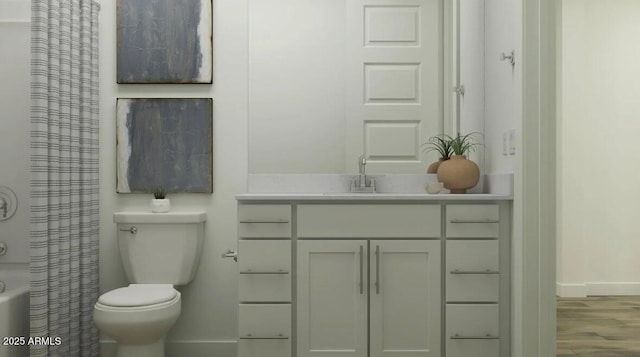 15883 W Winslow Ave, Goodyear, AZ 85338 - bathroom featuring wood finished floors, vanity, and shower / bath combo