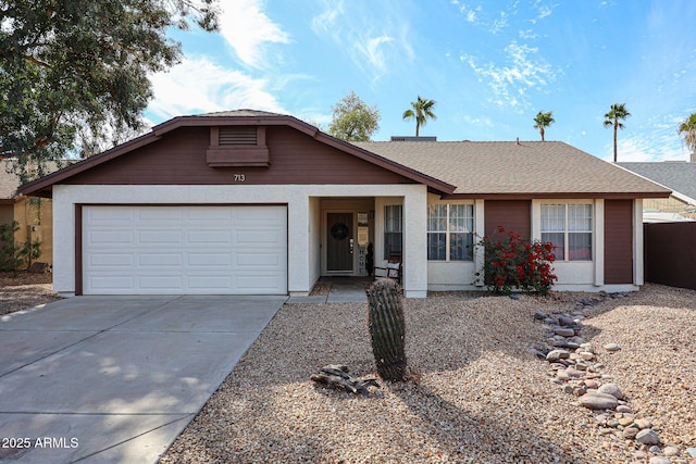 single story home with a garage