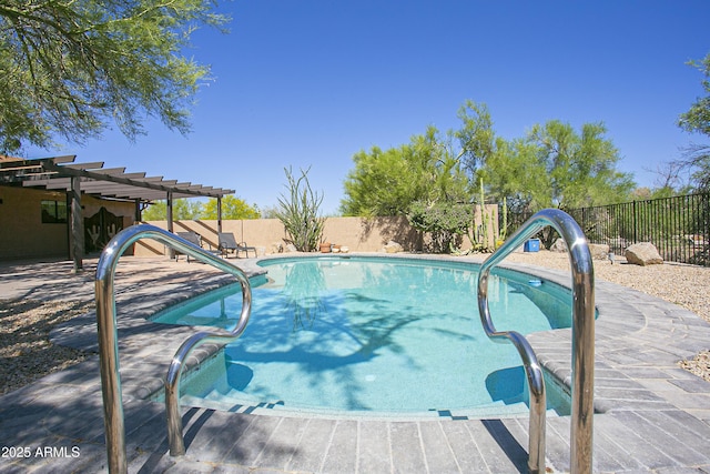 6608 E Ranch Rd, Cave Creek, AZ 85331 - view of swimming pool featuring a fenced backyard, a pergola, and a patio