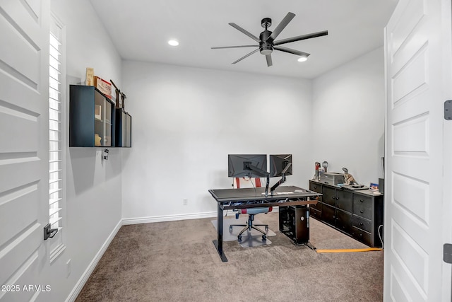 32083 N 126th Ave, Peoria, AZ 85383 - office area with a ceiling fan, carpet floors, baseboards, and recessed lighting