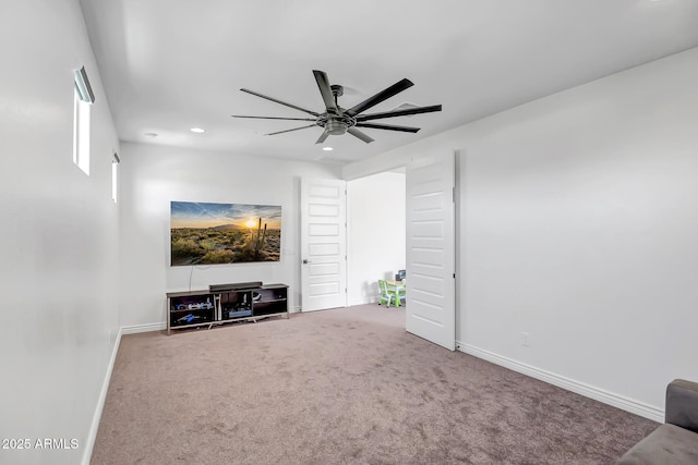 32083 N 126th Ave, Peoria, AZ 85383 - unfurnished living room with a ceiling fan, baseboards, carpet floors, and recessed lighting