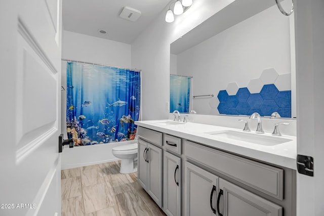 32083 N 126th Ave, Peoria, AZ 85383 - full bath featuring double vanity, toilet, and shower / bath combination with curtain