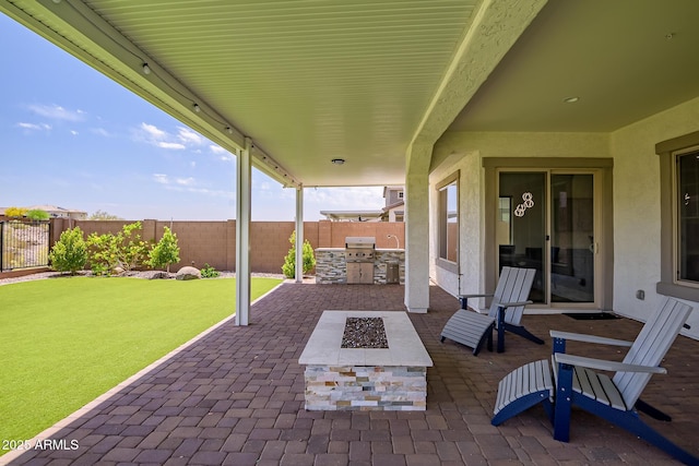 32083 N 126th Ave, Peoria, AZ 85383 - view of patio / terrace featuring a fire pit, exterior kitchen, and area for grilling