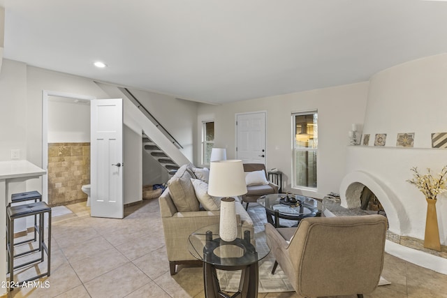 view of tiled living room