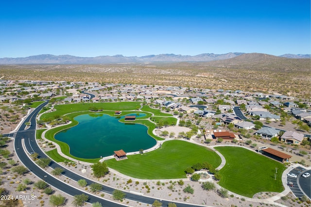 drone / aerial view with a mountain view