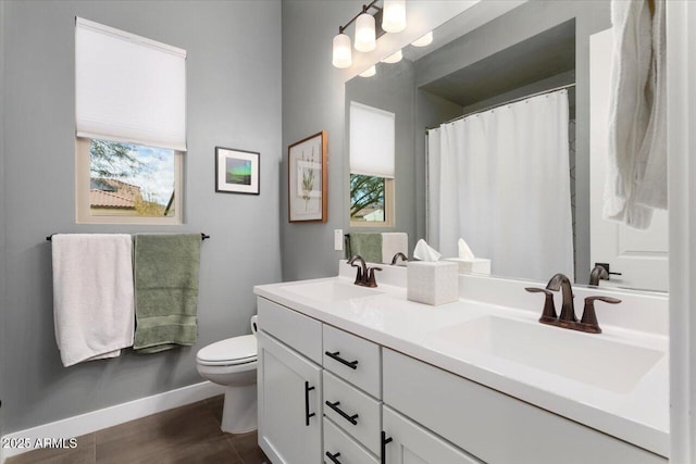 bathroom with toilet and vanity