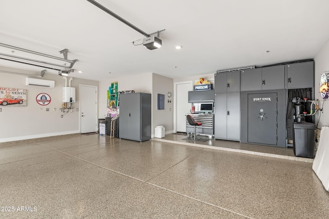 14507 N Valencia Dr, Fountain Hills, AZ 85268 - garage with an AC wall unit, a garage door opener, water heater, and baseboards