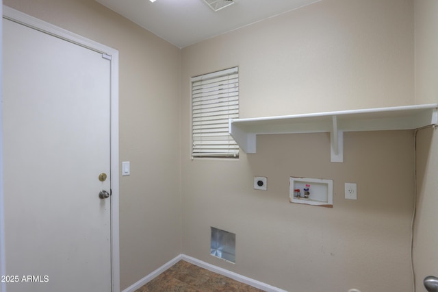 washroom featuring hookup for a washing machine and hookup for an electric dryer