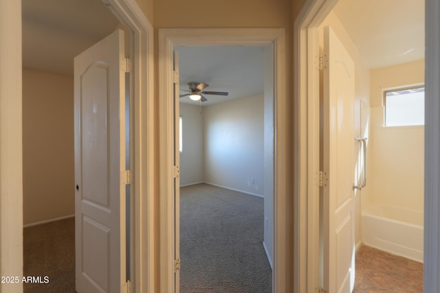 hall featuring carpet floors