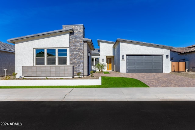 contemporary house featuring a garage